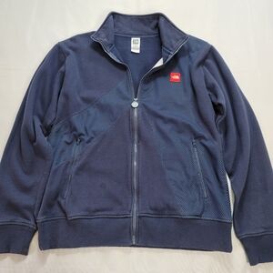 North Face Jacket Mens XL Solid Blue Cotton Mesh Track Jacket Zip Up